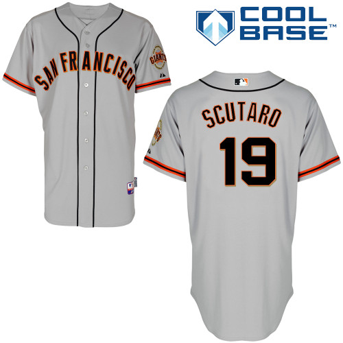 Marco Scutaro #19 MLB Jersey-San Francisco Giants Men's Authentic Road 1 Gray Cool Base Baseball Jersey